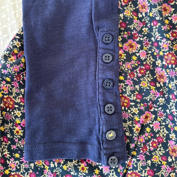 XS Anthropologie Postmark Navy Floral and Plaid Contrast Top - Picture 7 of 14